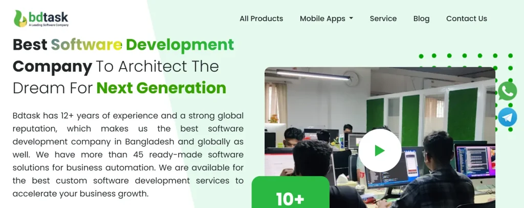 Bdtask software company in Bangladesh website screenshot