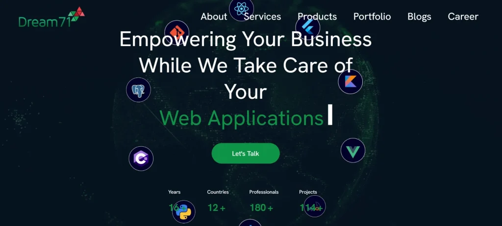 Dream 71 Bangladesh software company website screenshot