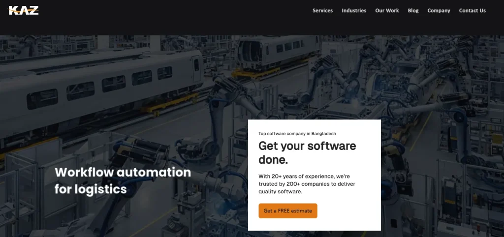 Kaz Software company in Bangladesh website screenshot
