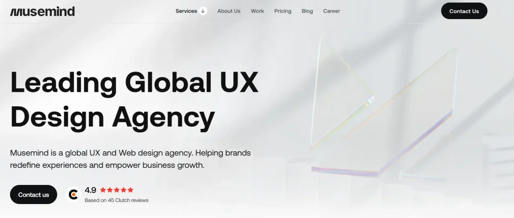 Musemind UI UX design agency website screenshot