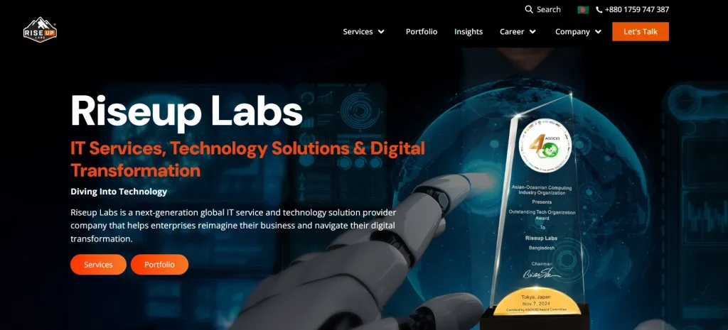 Riseup Labs software company in Bangladesh website screenshot