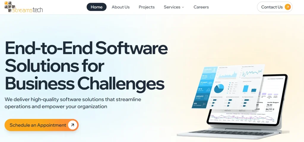 Streams Tech software company in Bangladesh website screenshot