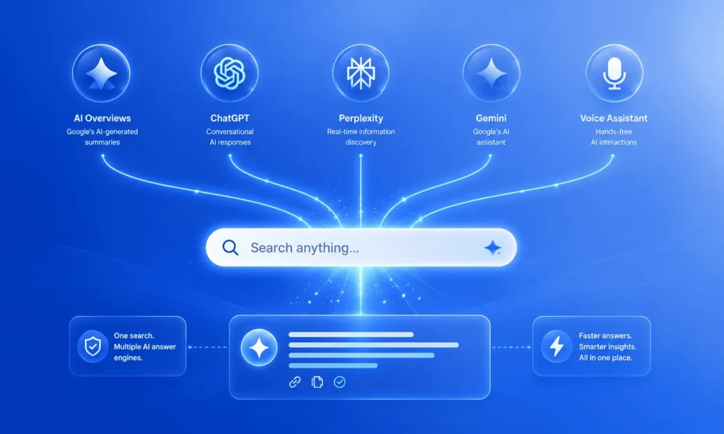 Schema Markup for AEO showing how structured data helps AI Overviews, ChatGPT, Perplexity, Gemini, and voice assistants understand and cite website content.